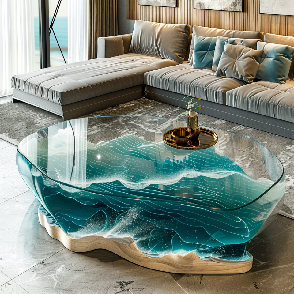 Captivating Currents: Unveiling the Allure of Epoxy Ocean Center Tables ...