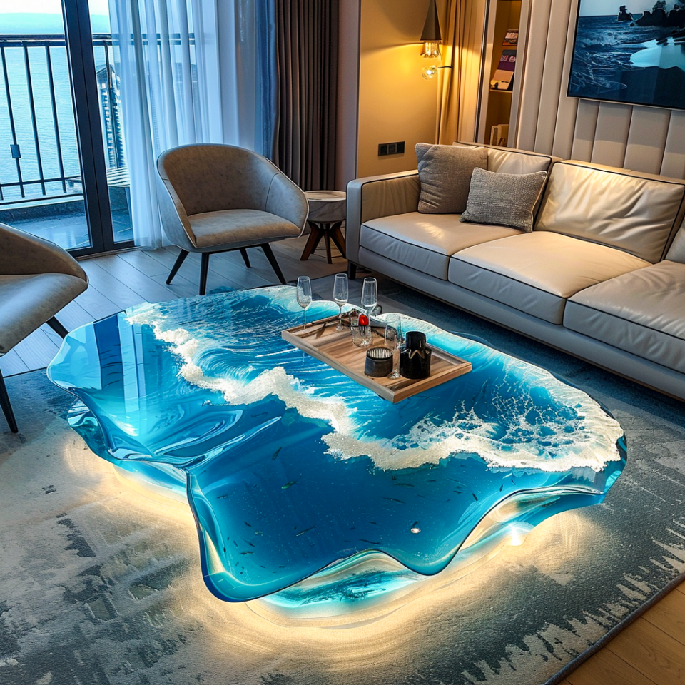 Captivating Currents: Unveiling the Allure of Epoxy Ocean Center Tables ...
