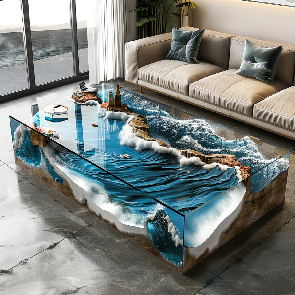 Captivating Currents: Unveiling the Allure of Epoxy Ocean Center Tables ...