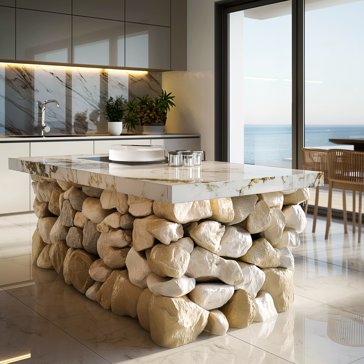 Rocks & Respite: Crafting Serene Spaces with River Rock Kitchen Islands ...