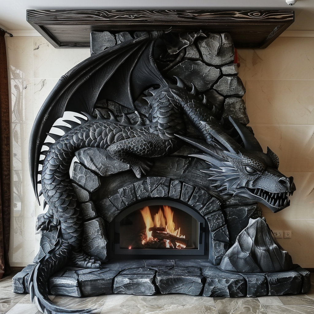 Roaring Elegance: Dragon Fireplaces for Mythical Ambiance