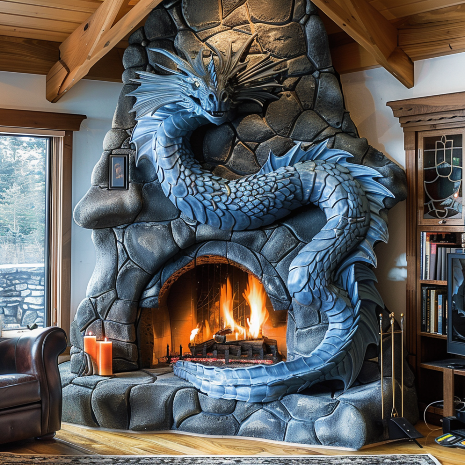 Roaring Elegance: Dragon Fireplaces for Mythical Ambiance