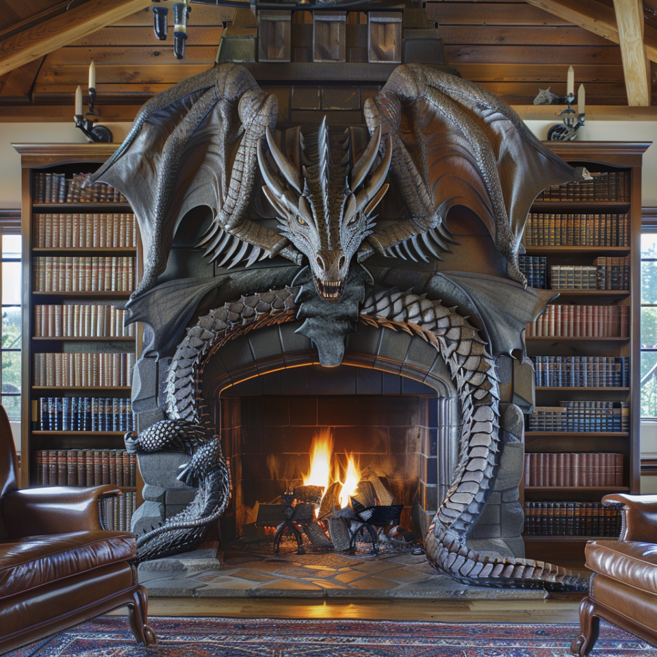 Roaring Elegance: Dragon Fireplaces for Mythical Ambiance