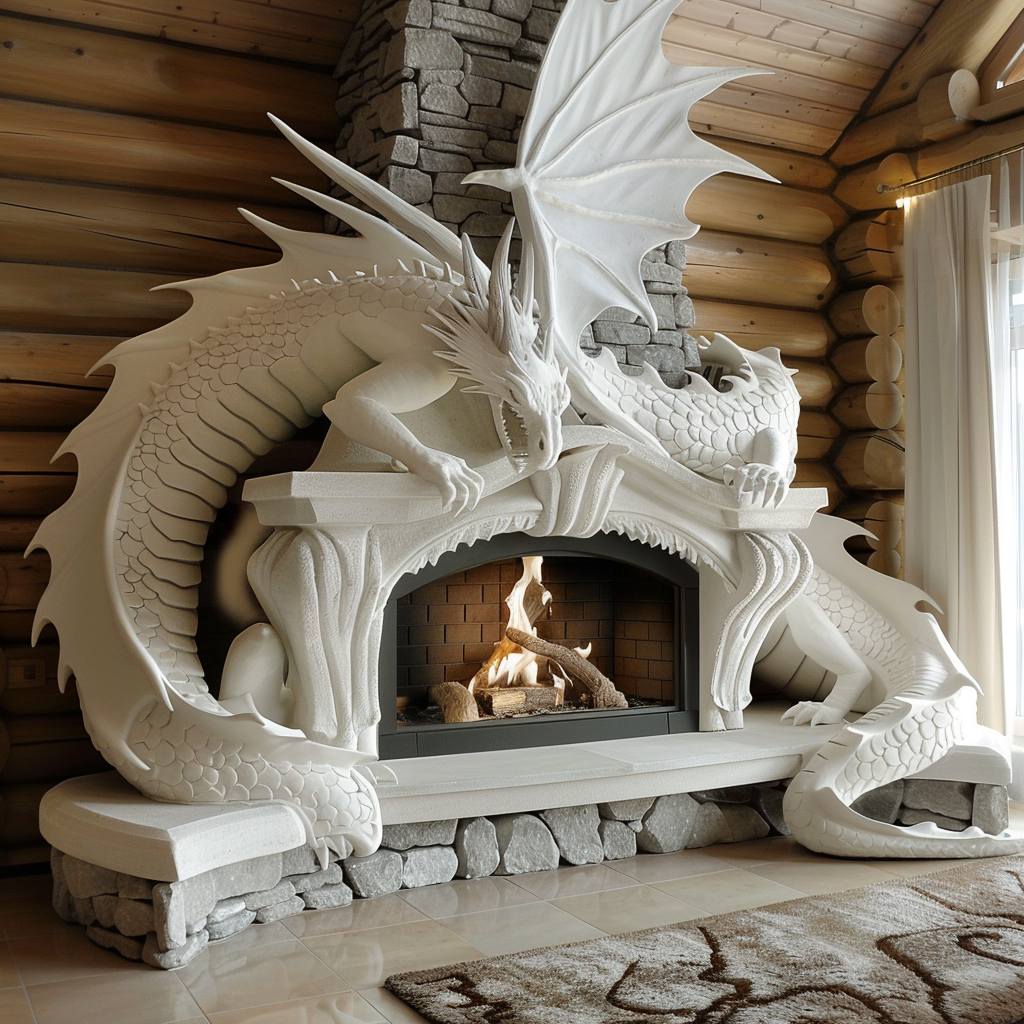 Roaring Elegance: Dragon Fireplaces for Mythical Ambiance