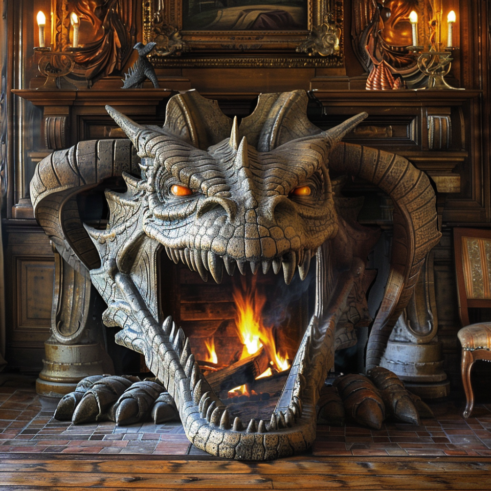 Roaring Elegance: Dragon Fireplaces for Mythical Ambiance