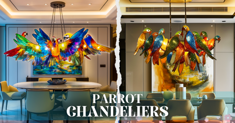 Tiffany Pendant Light Stained Glass 6 Parrots Ceiling Chandelier