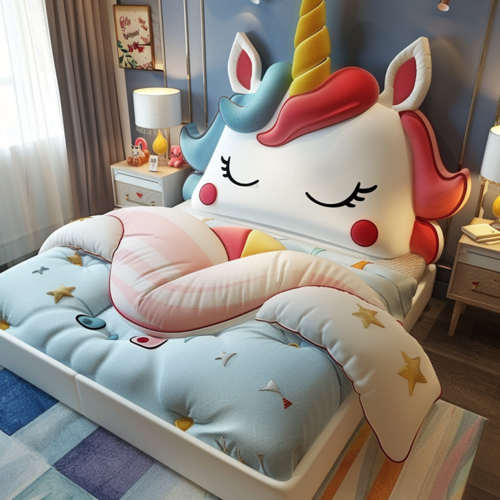 Bed Fun House Unicorn MDF Wood 144 x 77 x 59 cm main image 0