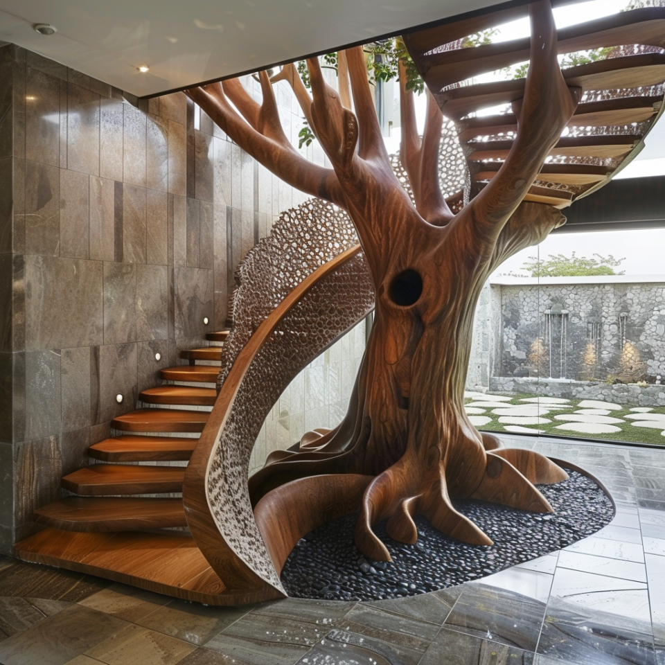 Bridging Home and Nature: Tree-Inspired Staircases for Organic Living