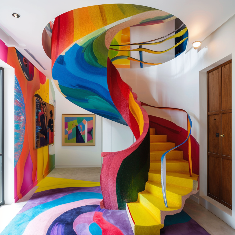 Step into Color: Vibrant Rainbow Staircases to Brighten Your Home