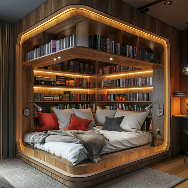 Library With Napping Area Cozy Reading Retreats: Library Beds for Book Lovers