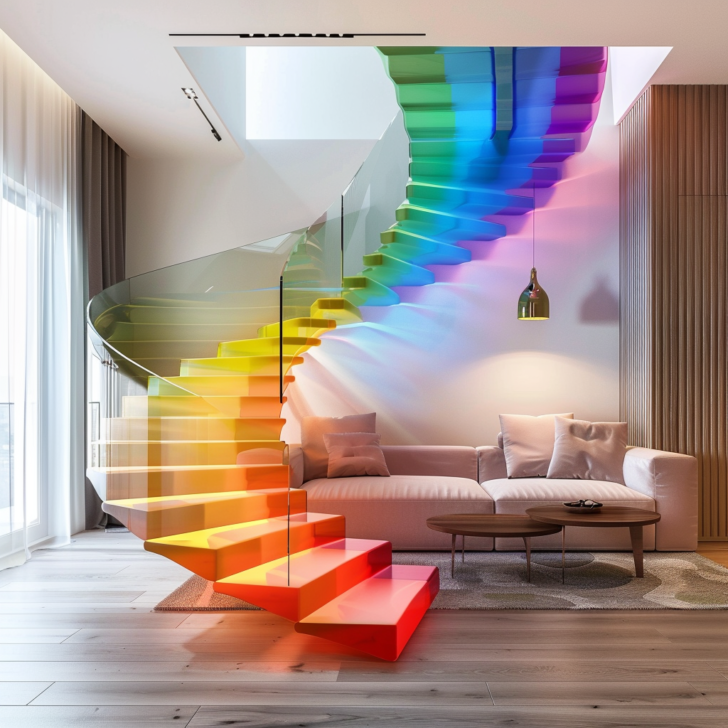 Step into Color: Vibrant Rainbow Staircases to Brighten Your Home
