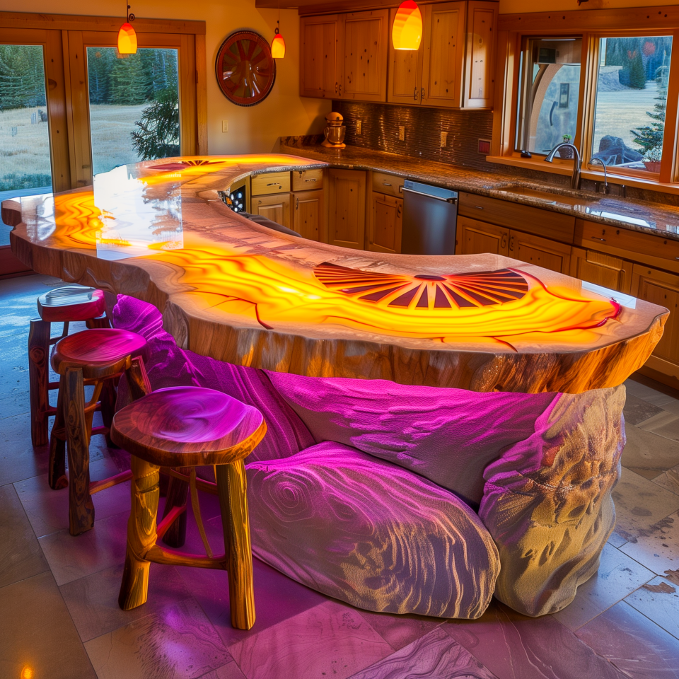 Illustration of Gradient Kitchen Cabinet Top And Island