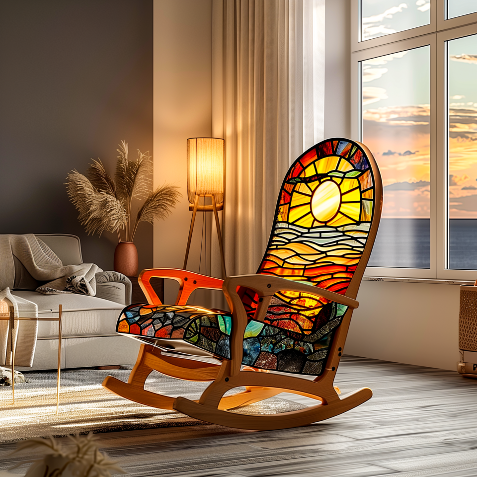 Stained Rocking Chair Crafted Luminescence: The Enchantment of Stained Glass Rocking Chairs ...