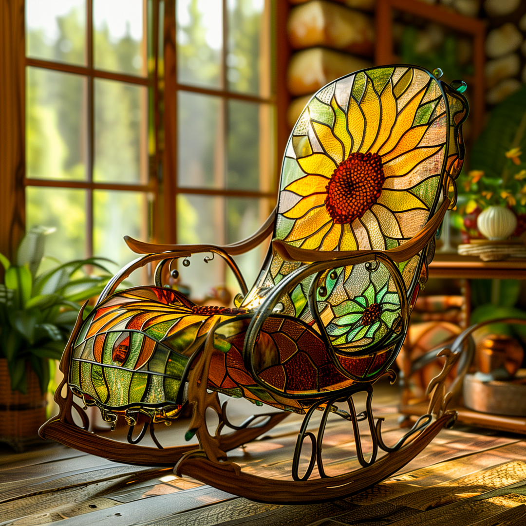 Stained Rocking Chair Crafted Luminescence: The Enchantment of Stained Glass Rocking Chairs ...