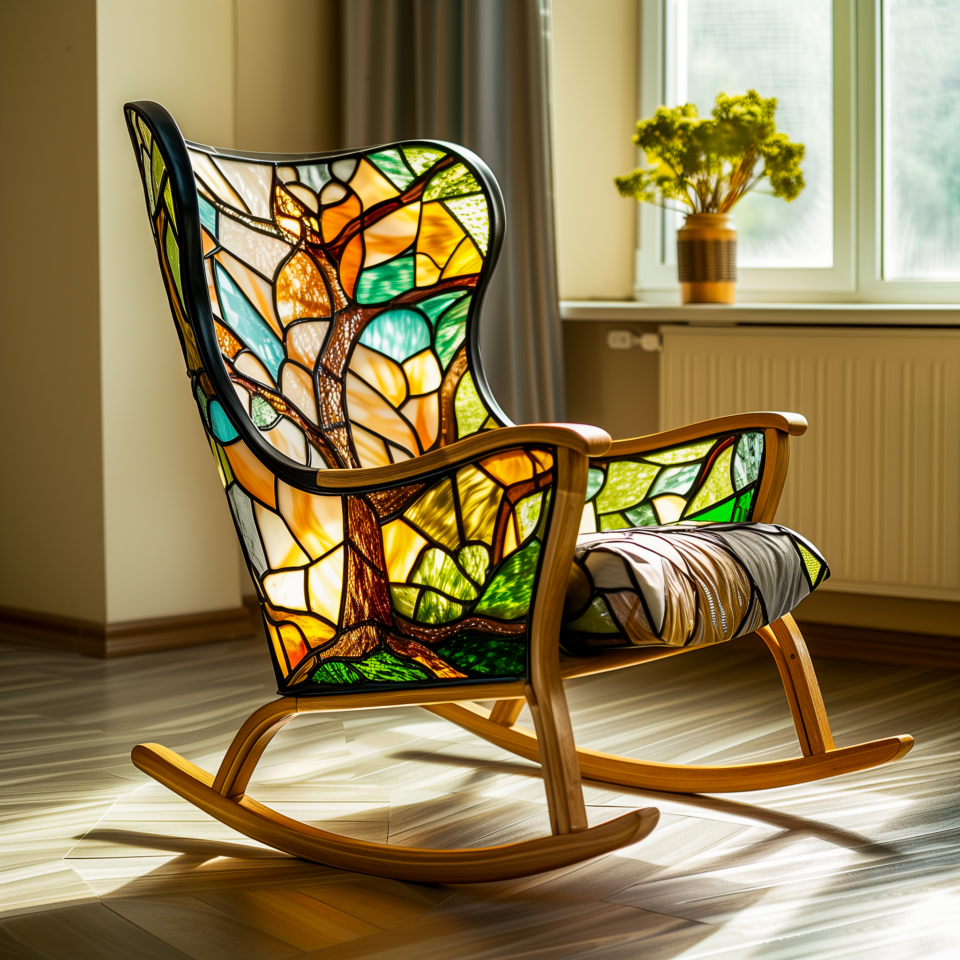 Stained Rocking Chair Crafted Luminescence: The Enchantment of Stained Glass Rocking Chairs ...