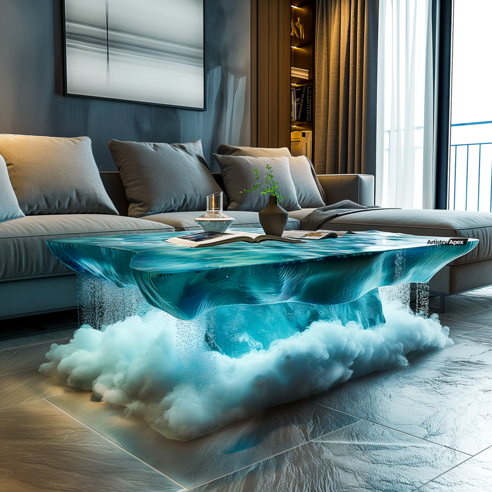 Flowing Beauty Exploring the Allure of Waterfall Epoxy Center Tables